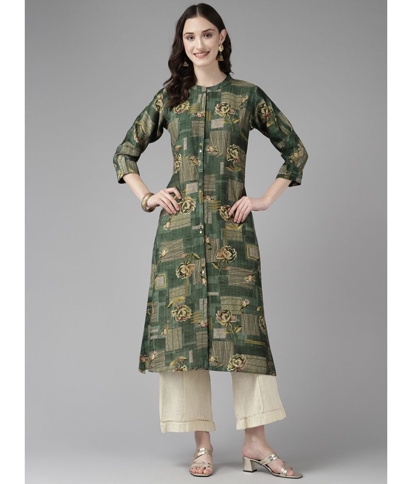     			Aarika Cotton Printed Straight Women's Kurti - Green ( Pack of 1 )