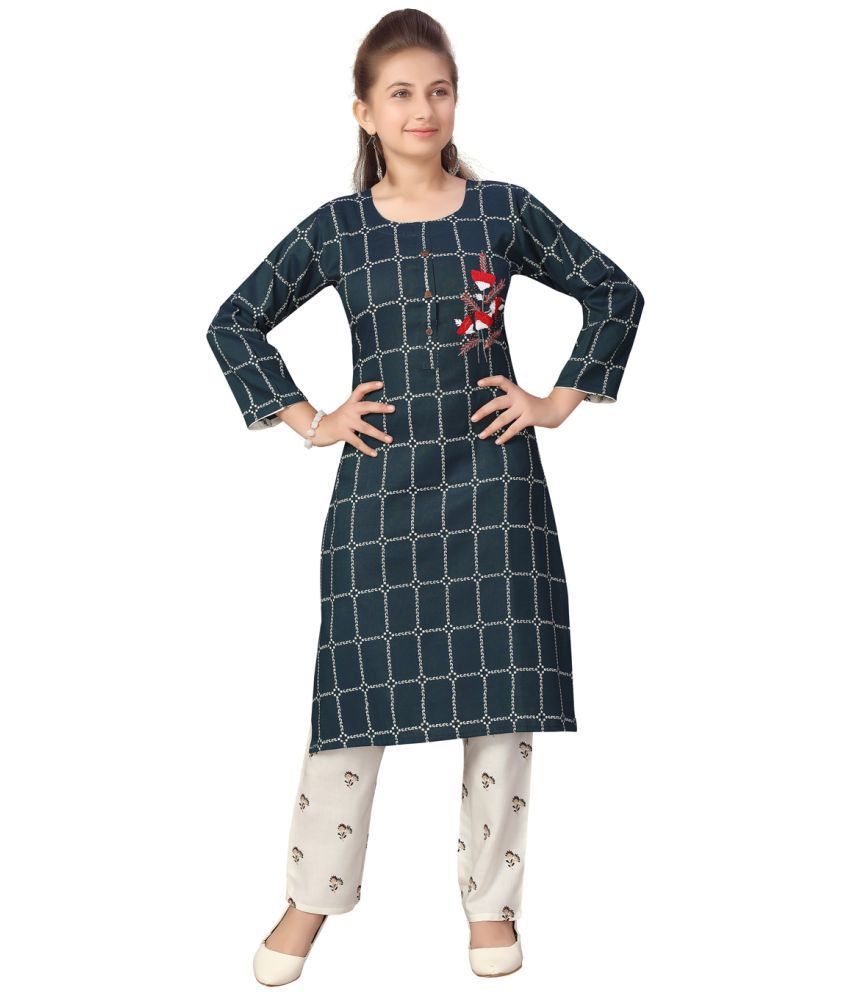     			Aarika Green Cotton Girls Kurta and Pant Set ( Pack of 1 )