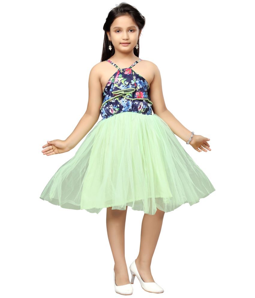     			Aarika Green Nylon Girls Fit And Flare Dress ( Pack of 1 )