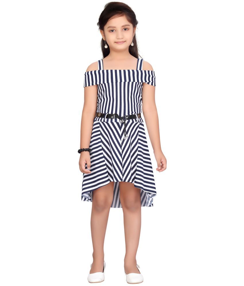     			Aarika Navy Blue Cotton Blend Girls Fit And Flare Dress ( Pack of 1 )