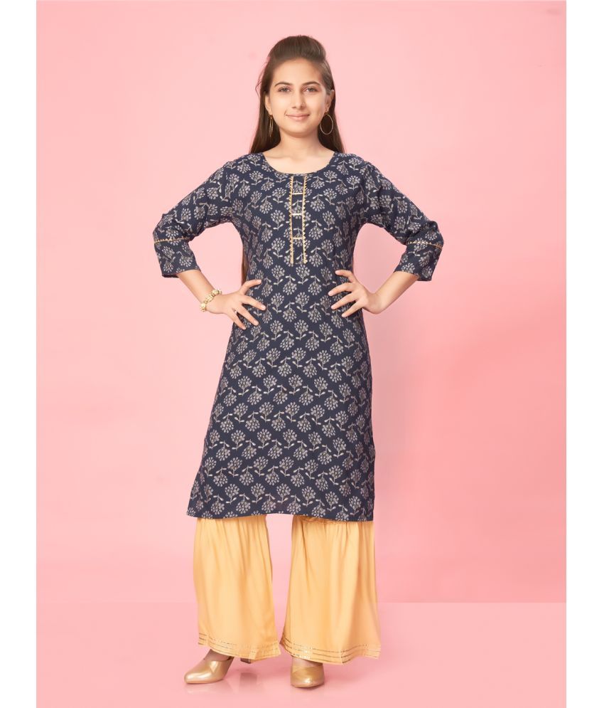     			Aarika Navy Blue Cotton Girls Kurti ( Pack of 1 )