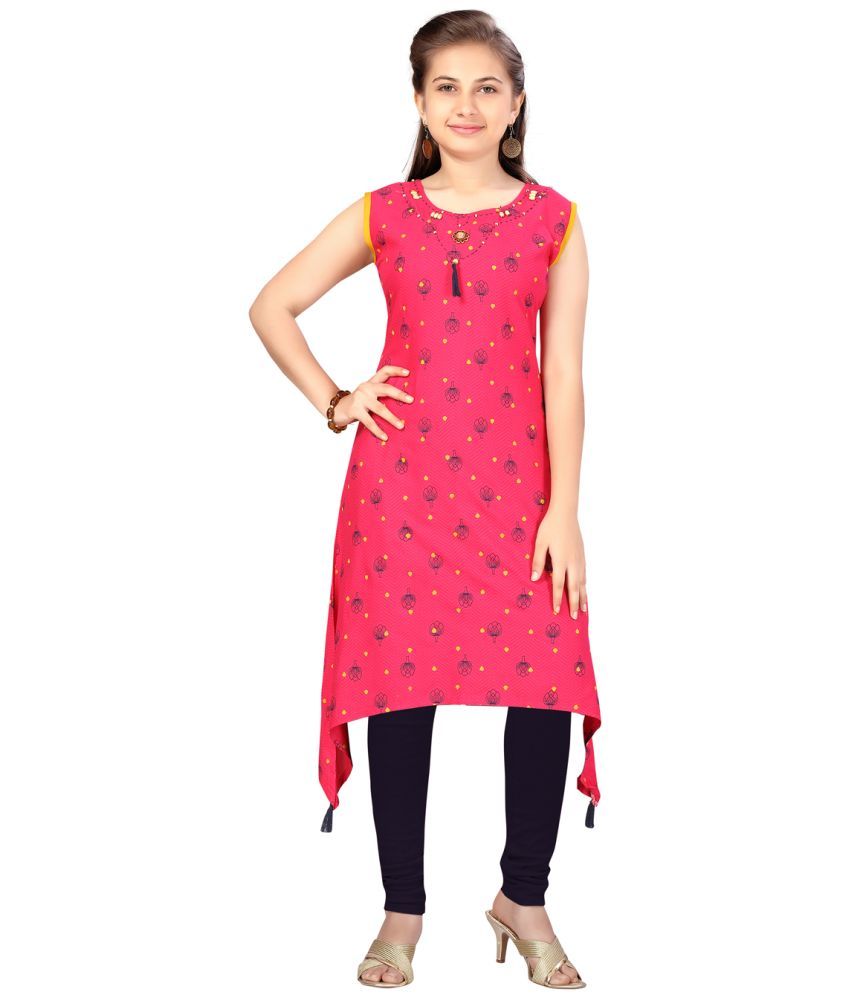     			Aarika Pink Cotton Girls Kurti ( Pack of 1 )