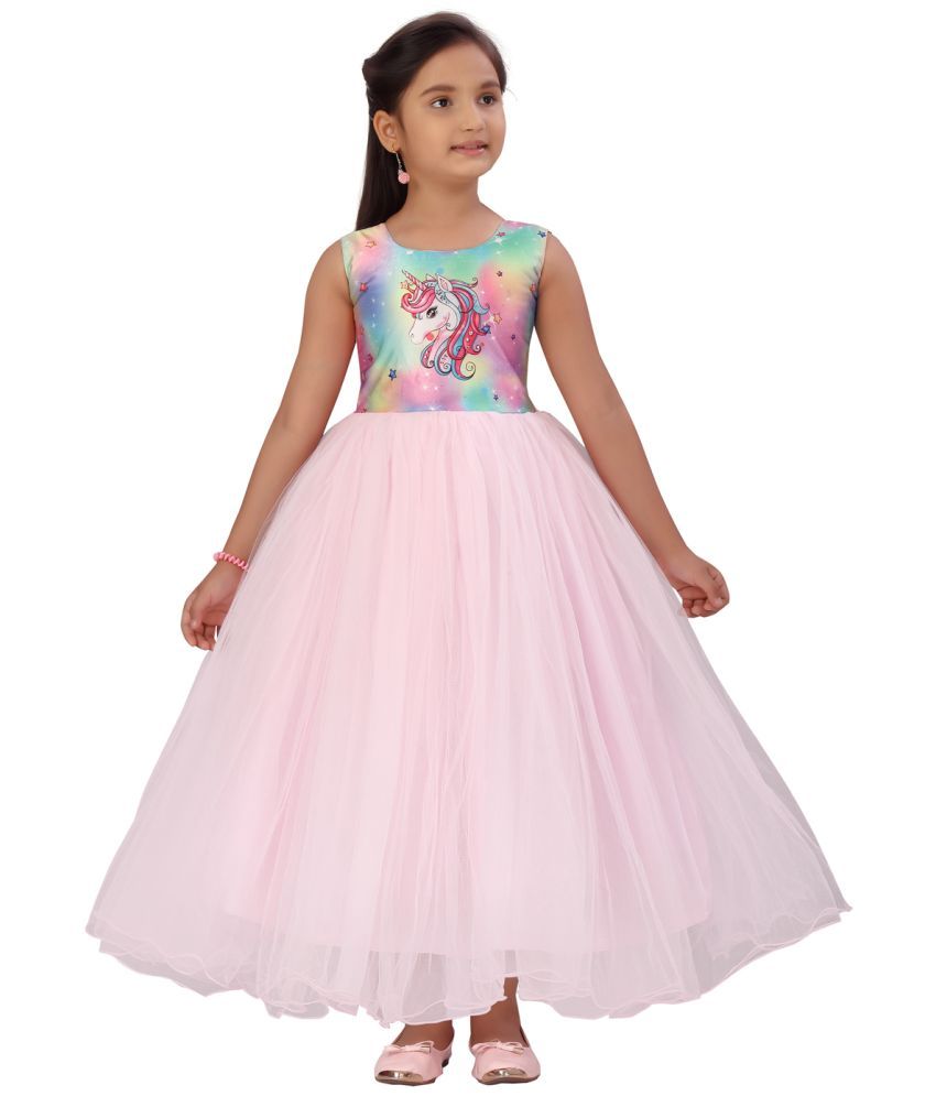     			Aarika Pink Polyester Girls Fit And Flare Dress ( Pack of 1 )