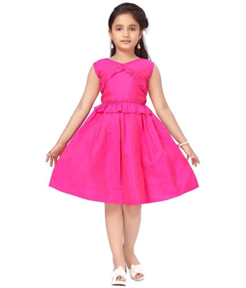     			Aarika Pink Silk Girls Fit And Flare Dress ( Pack of 1 )