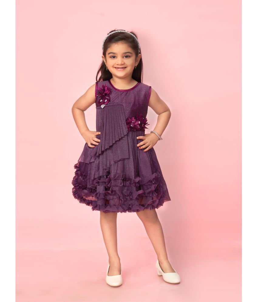     			Aarika Purple Net Girls Fit And Flare Dress ( Pack of 1 )