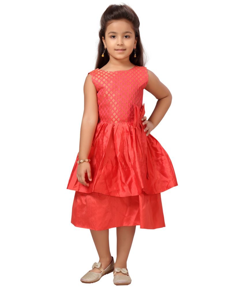     			Aarika Silk Fit And Flare Dress For Girls ( Pack of 1 , Red )