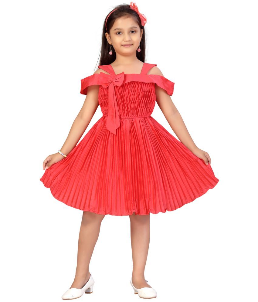     			Aarika Red Silk Girls Fit And Flare Dress ( Pack of 1 )