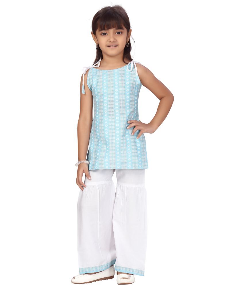     			Aarika Turquoise Cotton Girls Kurta and Sharara Set ( Pack of 1 )