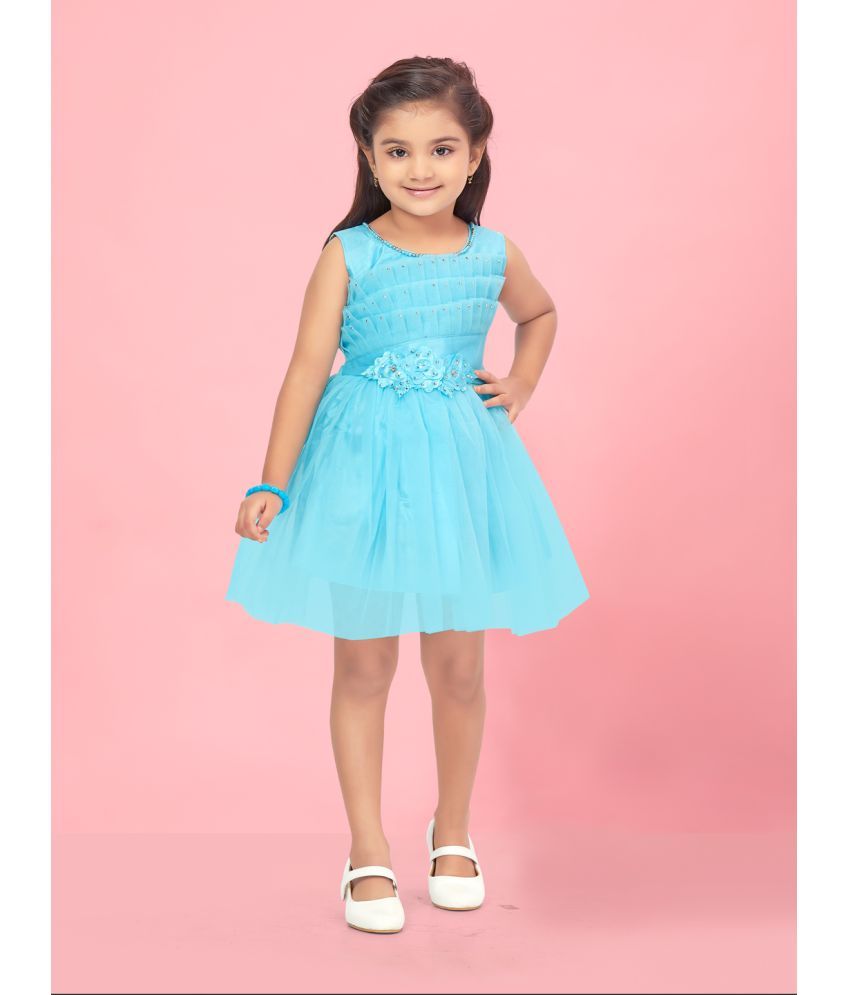     			Aarika Turquoise Net Girls Fit And Flare Dress ( Pack of 1 )