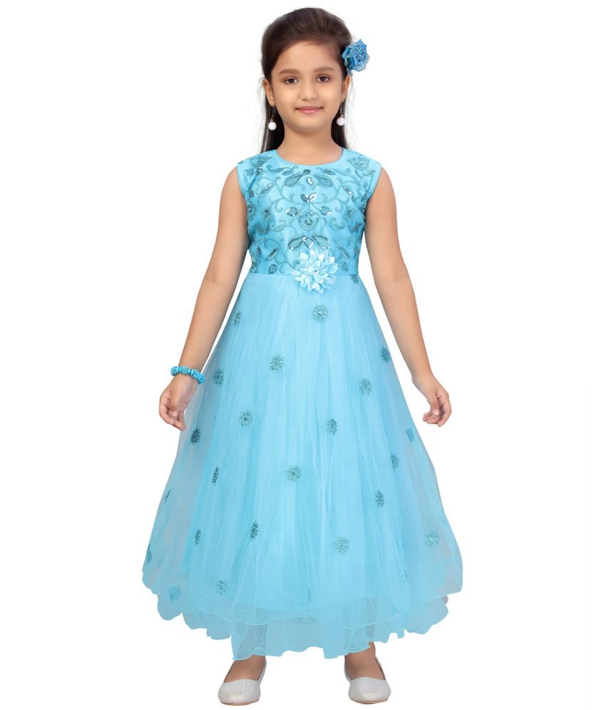     			Aarika Turquoise Net Girls Fit And Flare Dress ( Pack of 1 )