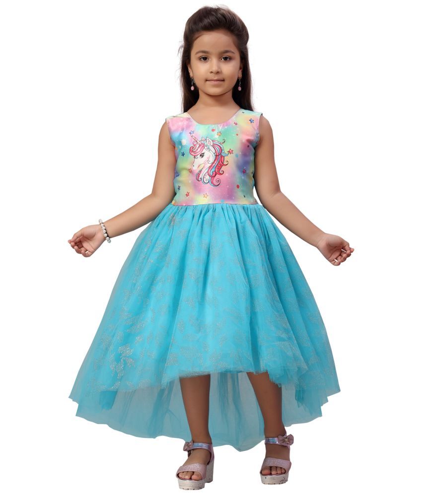     			Aarika Turquoise Nylon Girls Fit And Flare Dress ( Pack of 1 )