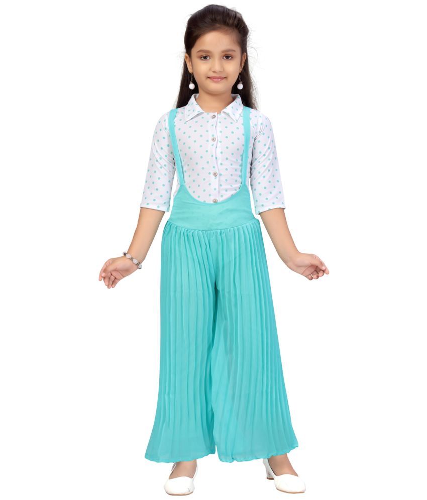     			Aarika - White Georgette Girls Dungarees ( Pack of 1 )