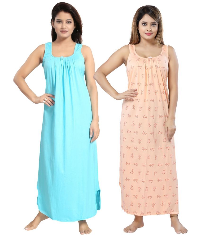     			Cinco Multicolor Cotton Blend Women's Nightwear Nighty & Night Gowns ( Pack of 2 )