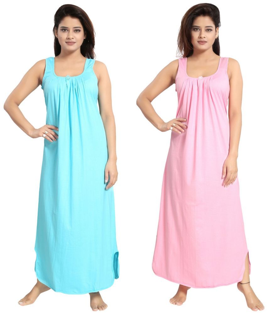     			Cinco Multicolor Cotton Blend Women's Nightwear Nighty & Night Gowns ( Pack of 2 )