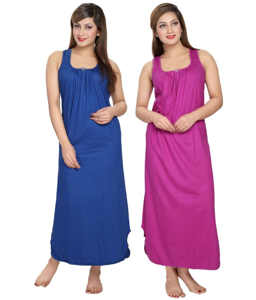     			Cinco Multicolor Cotton Blend Women's Nightwear Nighty & Night Gowns ( Pack of 2 )