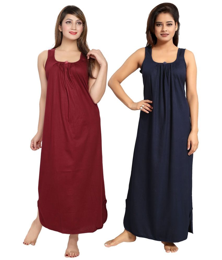     			Cinco Multicolor Cotton Blend Women's Nightwear Nighty & Night Gowns ( Pack of 2 )