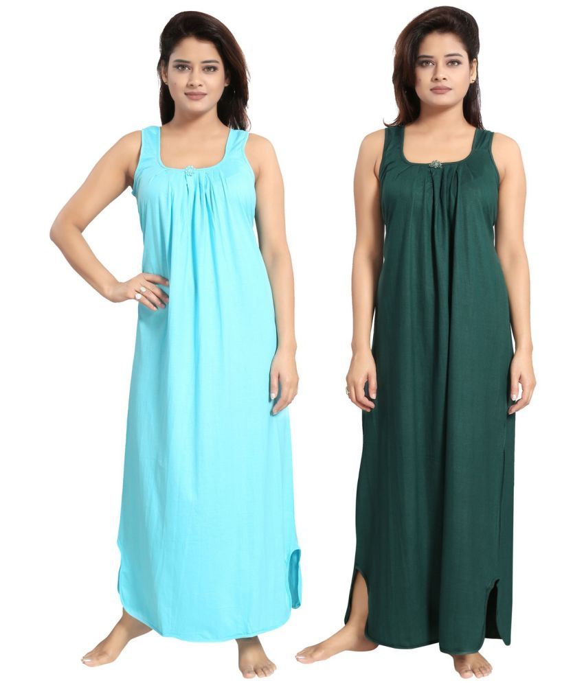     			Cinco Multicolor Cotton Blend Women's Nightwear Nighty & Night Gowns ( Pack of 2 )