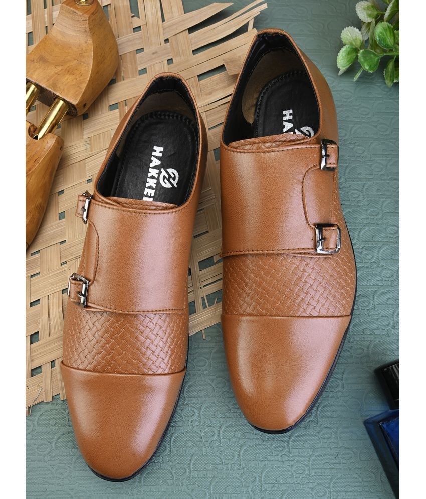     			Hakkel Tan Men's Monk Strap Formal Shoes