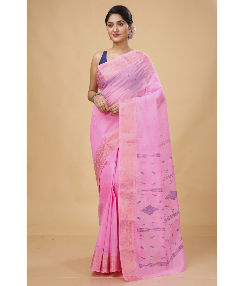     			Happy Creation Cotton Printed Saree Without Blouse Piece - Pink ( Pack of 1 )