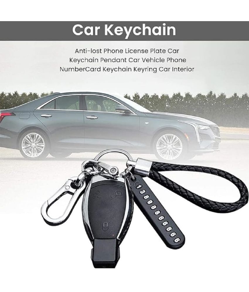     			Keychain Metallic & Leather Keychain Black