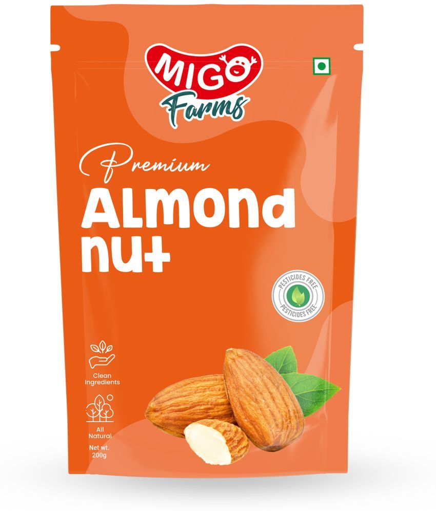     			Migo Farms 100% Natural Premium High Fiber Gluten Free Dried Badam Almonds (200 g)