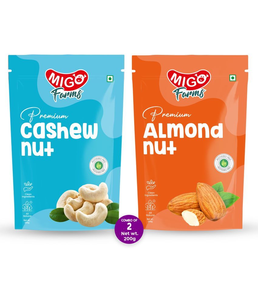     			Migo Farms Pack of 2 Premium Healthy Dry Fruits & Nuts Cashews, Almonds (2 x 200 g)