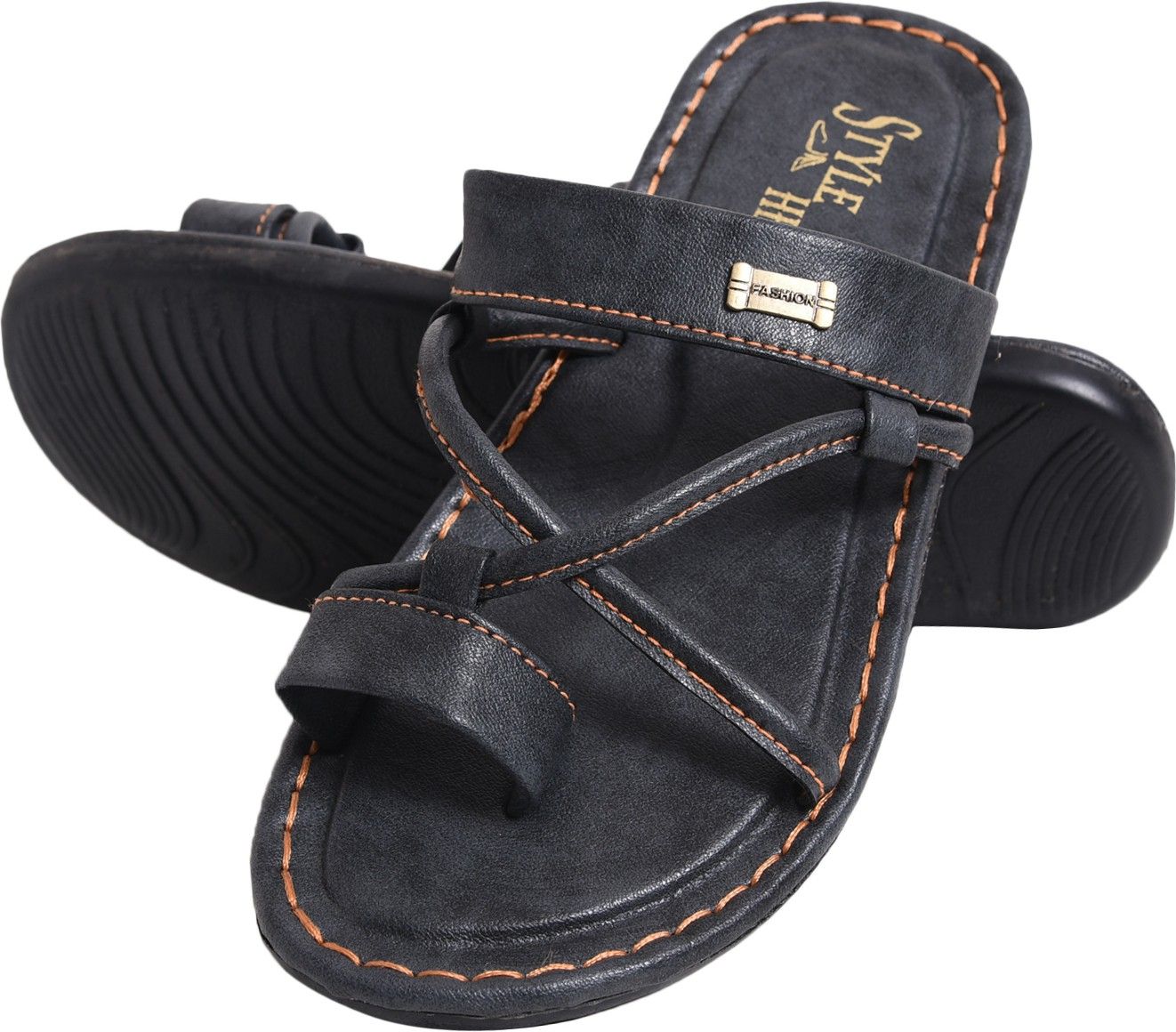     			STLYE HEIGHT Black Men's Slide Flip Flop