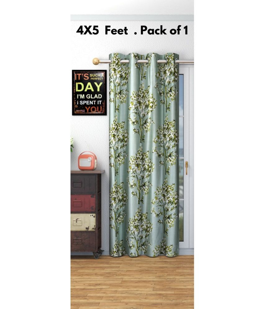     			SWIZIER Floral Printed Room Darkening Eyelet Curtain 5 ft ( Pack of 1 ) - Green