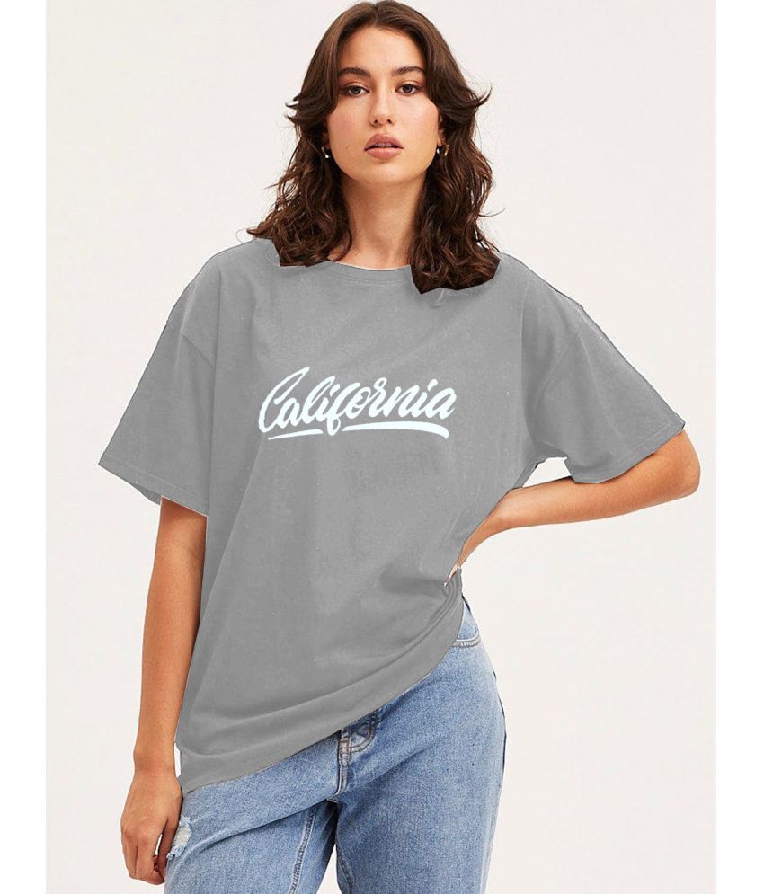     			clafoutis Grey Cotton Loose Fit Women's T-Shirt ( Pack of 1 )