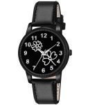 KIARVI GALLERY Black Leather Analog Womens Watch