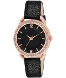 KIARVI GALLERY Black Leather Analog Womens Watch