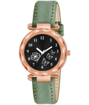 KIARVI GALLERY Green Leather Analog Womens Watch