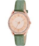 KIARVI GALLERY Green Leather Analog Womens Watch