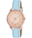 KIARVI GALLERY Light Blue Leather Analog Womens Watch