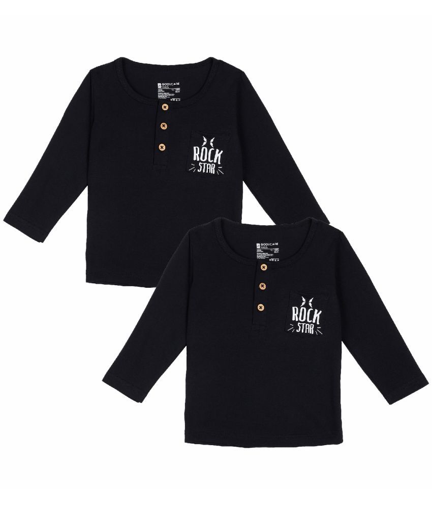     			Bodycare Black Cotton Blend Boy's T-Shirt ( Pack of 2 )