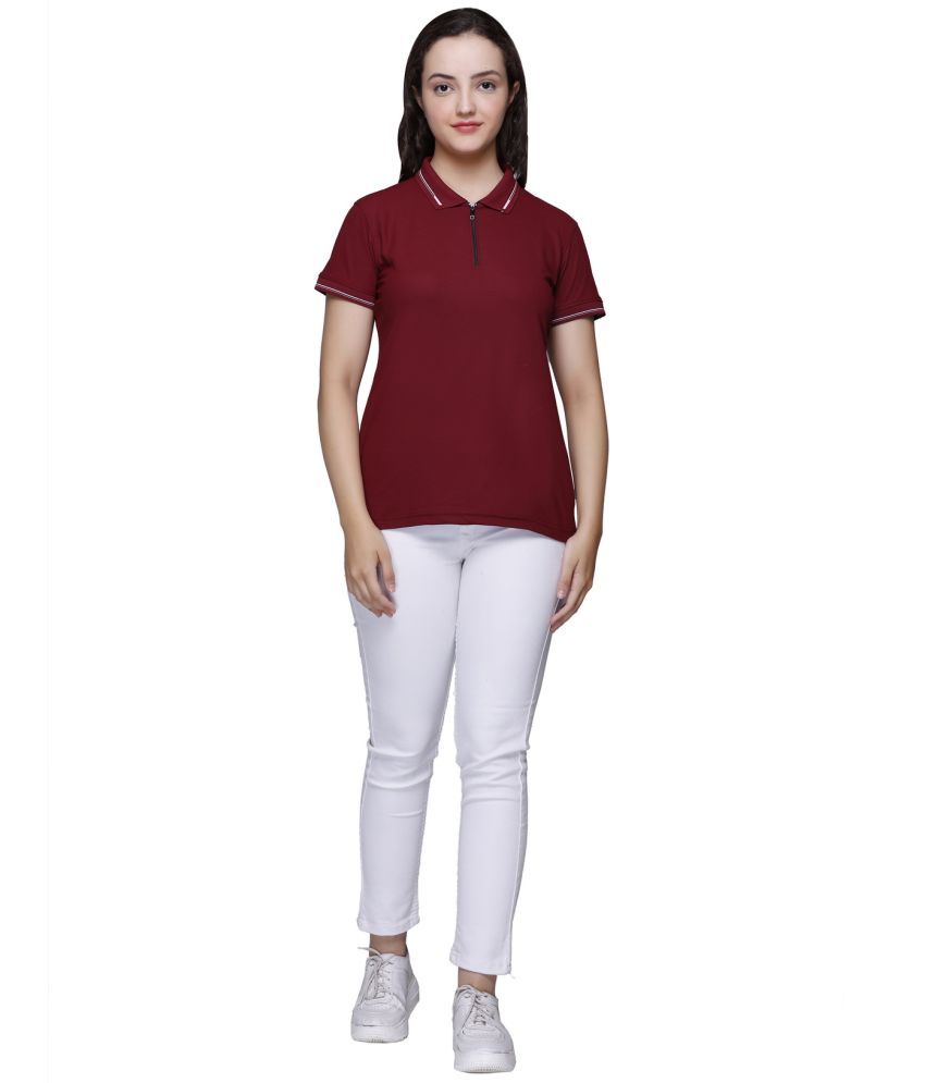     			Elpida Wine Cotton Blend Regular Fit Women's T-Shirt ( Pack of 1 )