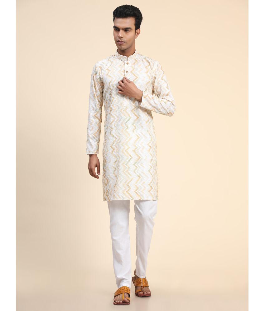     			Fashionfricks Beige Polyester Men's Regular Kurta ( Pack of 1 )