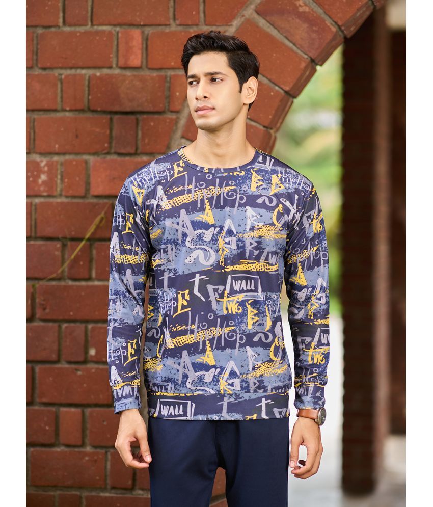     			Fashionfricks Polyester Regular Fit Printed Full Sleeves Men's T-Shirt - Multicolor ( Pack of 1 )