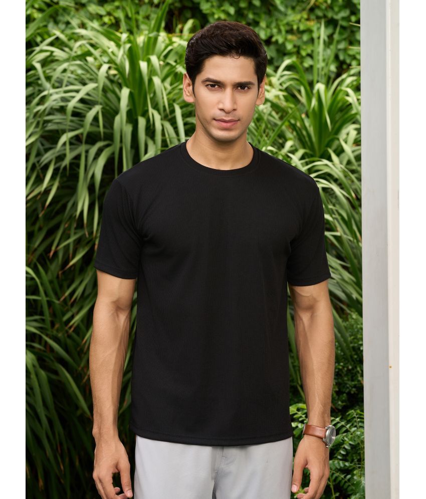     			Fashionfricks Polyester Regular Fit Solid Half Sleeves Men's T-Shirt - Black ( Pack of 1 )