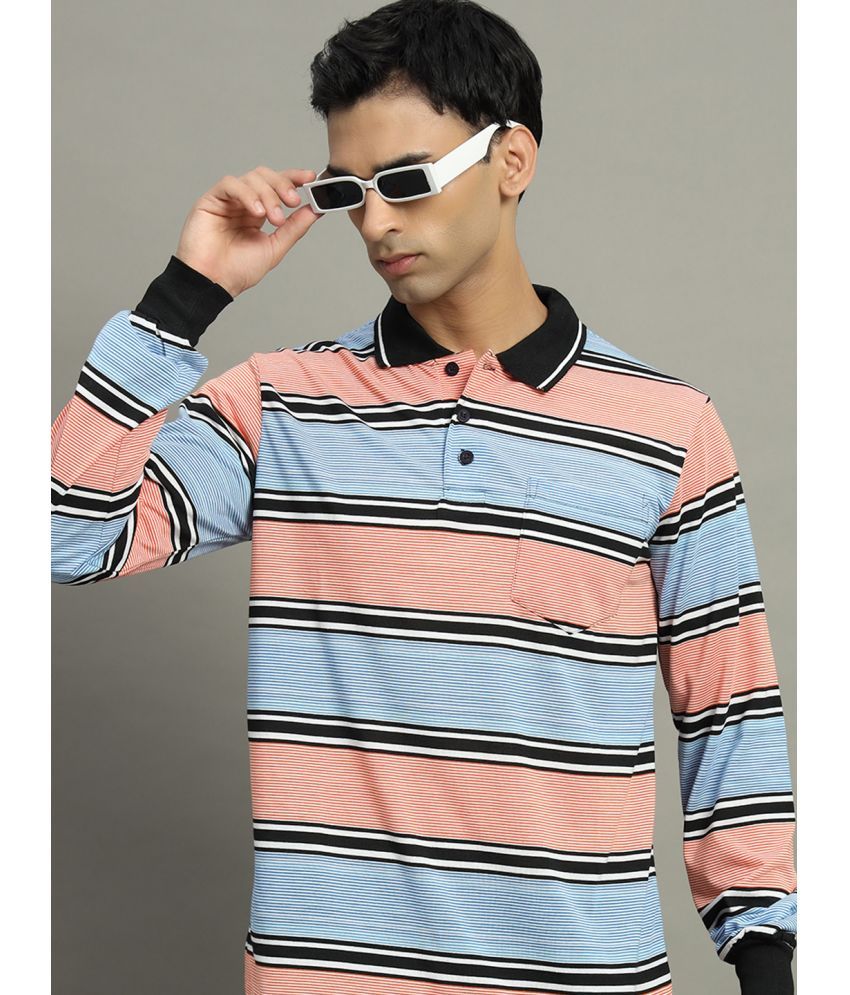     			GET GOLF Cotton Blend Regular Fit Striped Full Sleeves Men's Polo T Shirt - Aqua ( Pack of 1 )