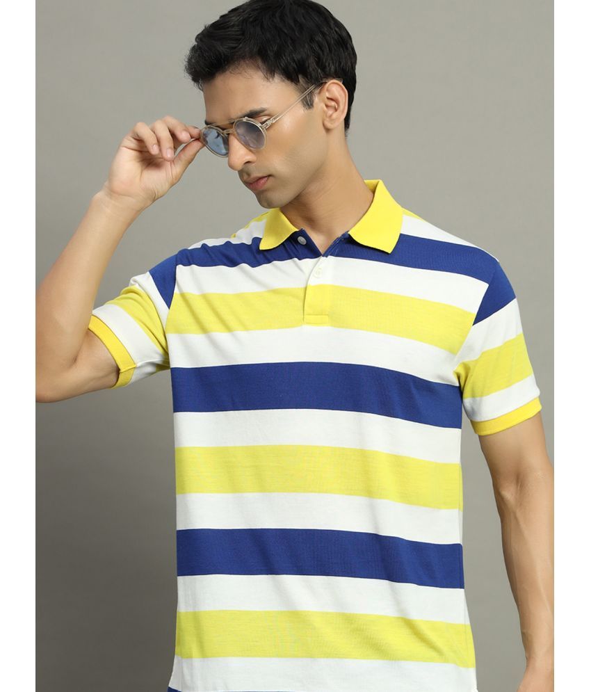     			GET GOLF Cotton Blend Regular Fit Striped Half Sleeves Men's Polo T Shirt - Yellow ( Pack of 1 )