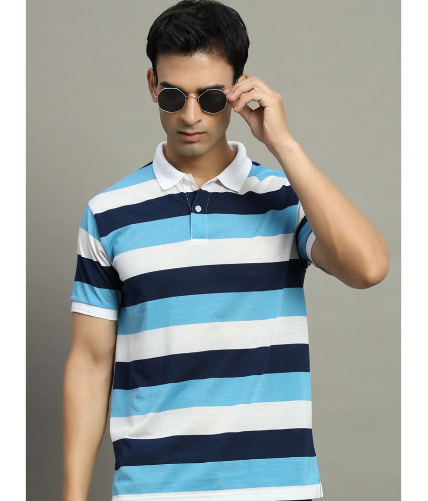     			GET GOLF Cotton Blend Regular Fit Striped Half Sleeves Men's Polo T Shirt - Aqua ( Pack of 1 )