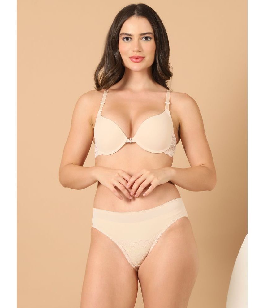     			PrettyCat Beige Hot Lingerie Polyester Women's Bra & Panty Set ( Pack of 1 )