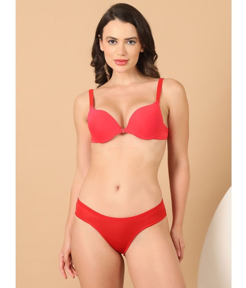     			PrettyCat Polyester Women's Bra & Panty Set ( Red ) Hot Lingerie