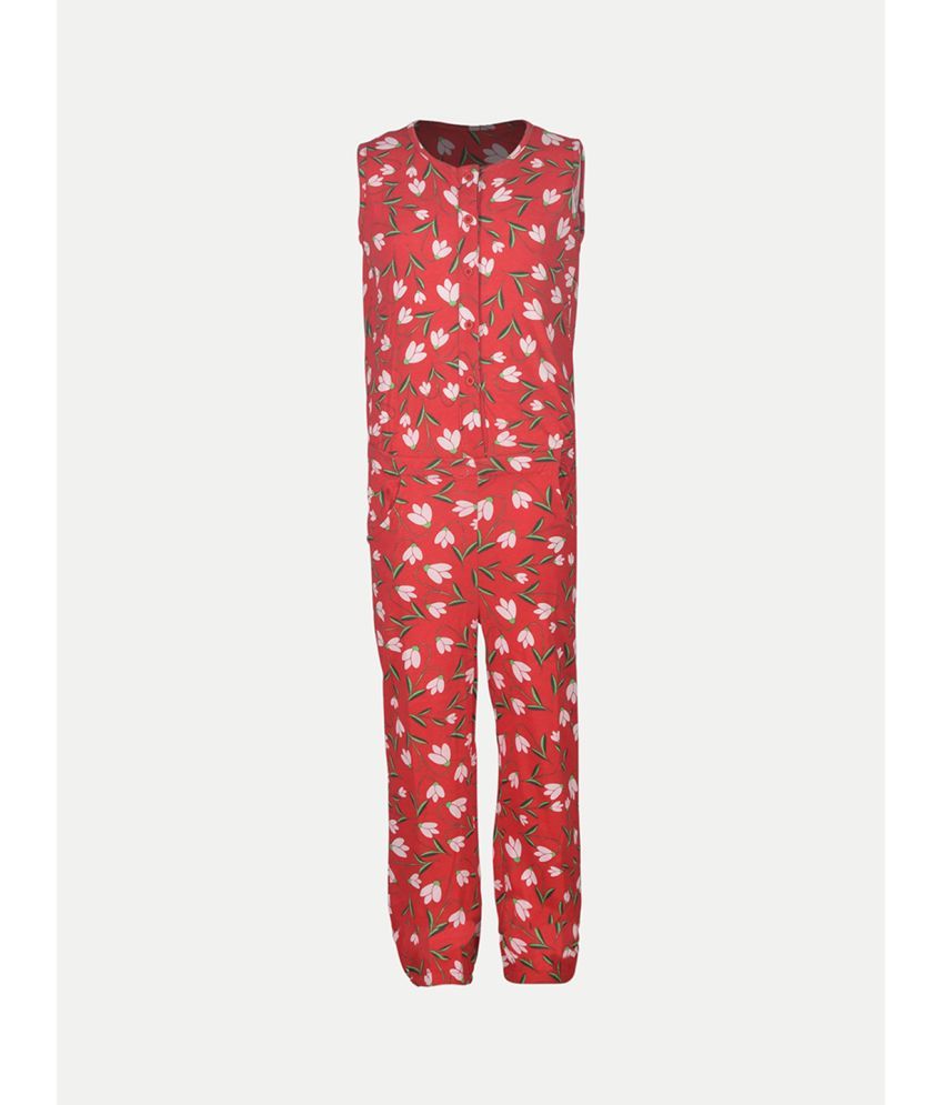     			Radprix - Red Cotton Girls Jumpsuit ( Pack of 1 )