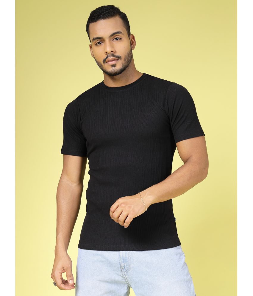     			Rigo Cotton Slim Fit Striped Half Sleeves Men's T-Shirt - Black ( Pack of 1 )