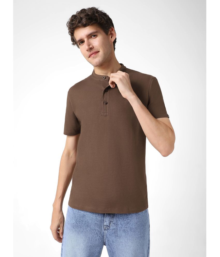     			Urbano Fashion 100% Cotton Slim Fit Solid Half Sleeves Men's T-Shirt - Brown ( Pack of 1 )