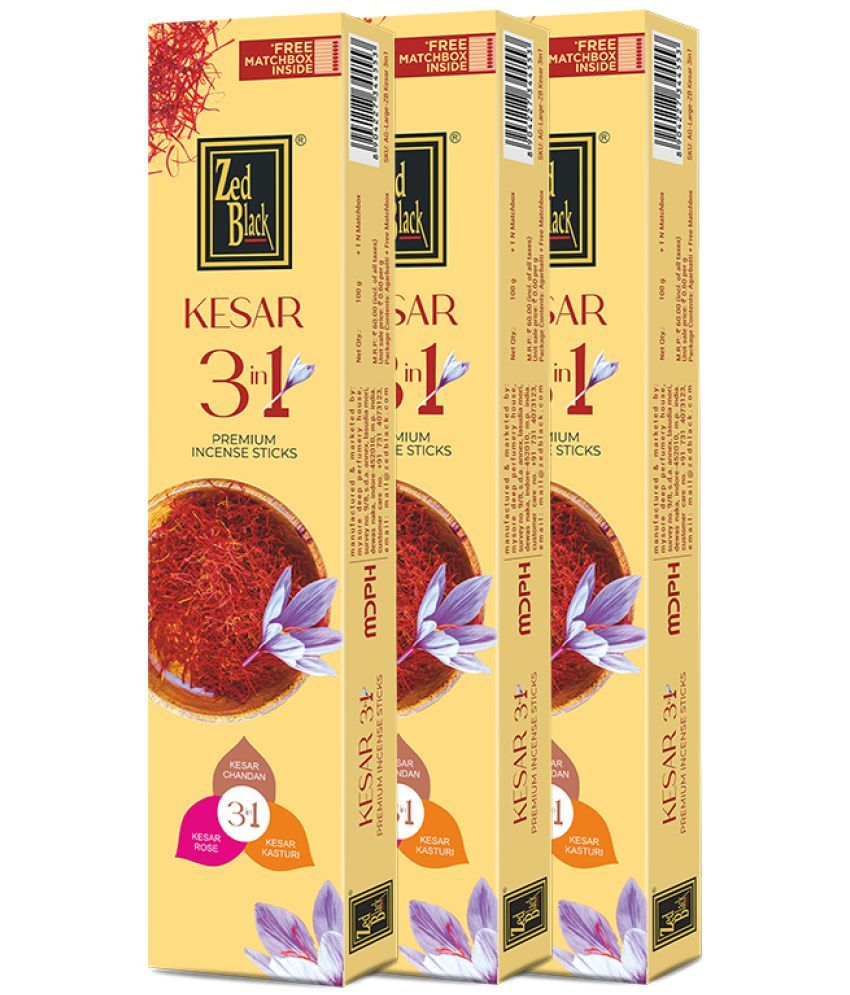     			Kesar 3 in 1 Premium Incense Sticks (Pack of 3)