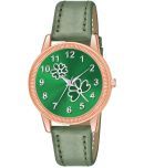 KIARVI GALLERY Green Leather Analog Womens Watch