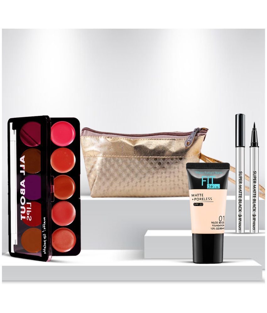     			Adbeni Flawless Fusion Combo, Foundation, Lip Palette & Eyeliner with A Beautiful Makeup Pouch